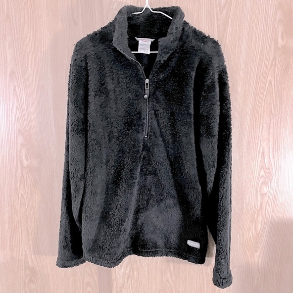 Avalanche Black Fluffy Fleece Pullover 1/4 Zip Jacket - Picture 1 of 3